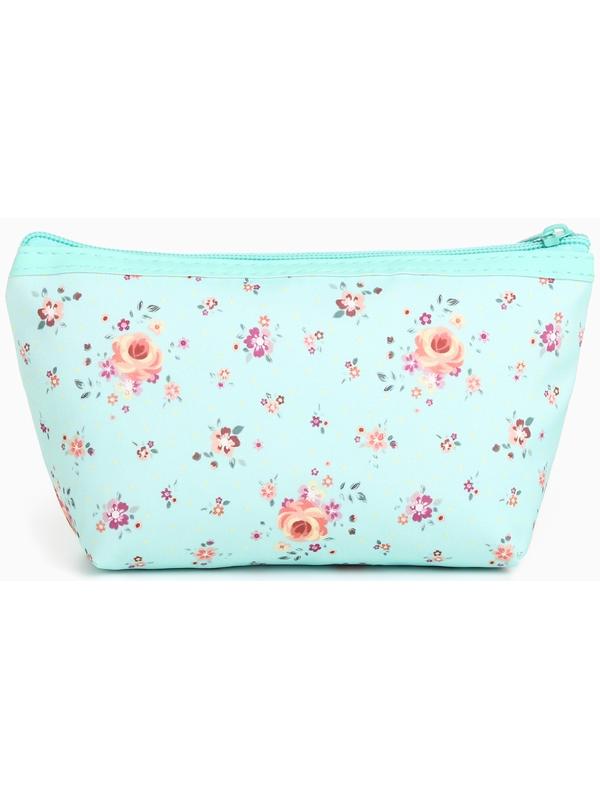 Набор простых косметичек на молниях 2 в 1, с принтом «Полевые цветы», мятный