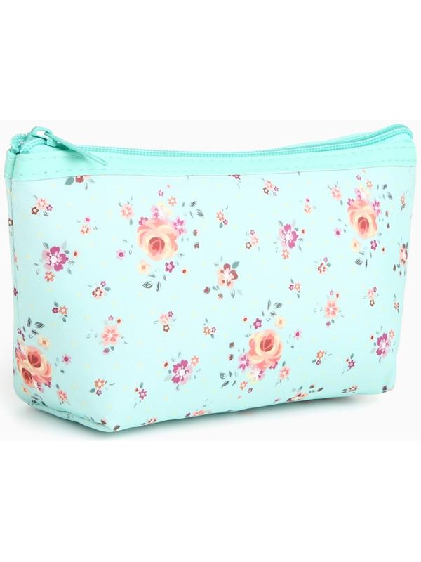 Набор простых косметичек на молниях 2 в 1, с принтом «Полевые цветы», мятный