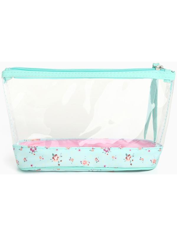 Набор простых косметичек на молниях 2 в 1, с принтом «Полевые цветы», мятный