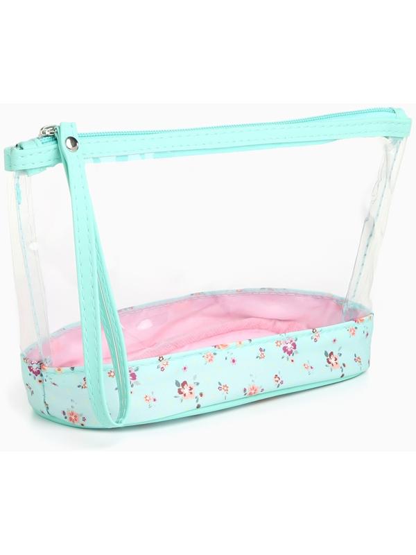 Набор простых косметичек на молниях 2 в 1, с принтом «Полевые цветы», мятный