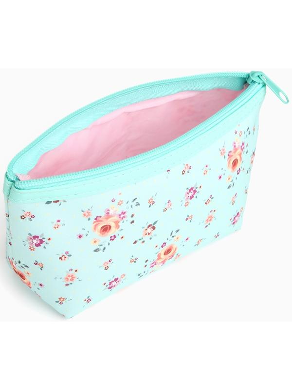 Набор простых косметичек на молниях 2 в 1, с принтом «Полевые цветы», мятный