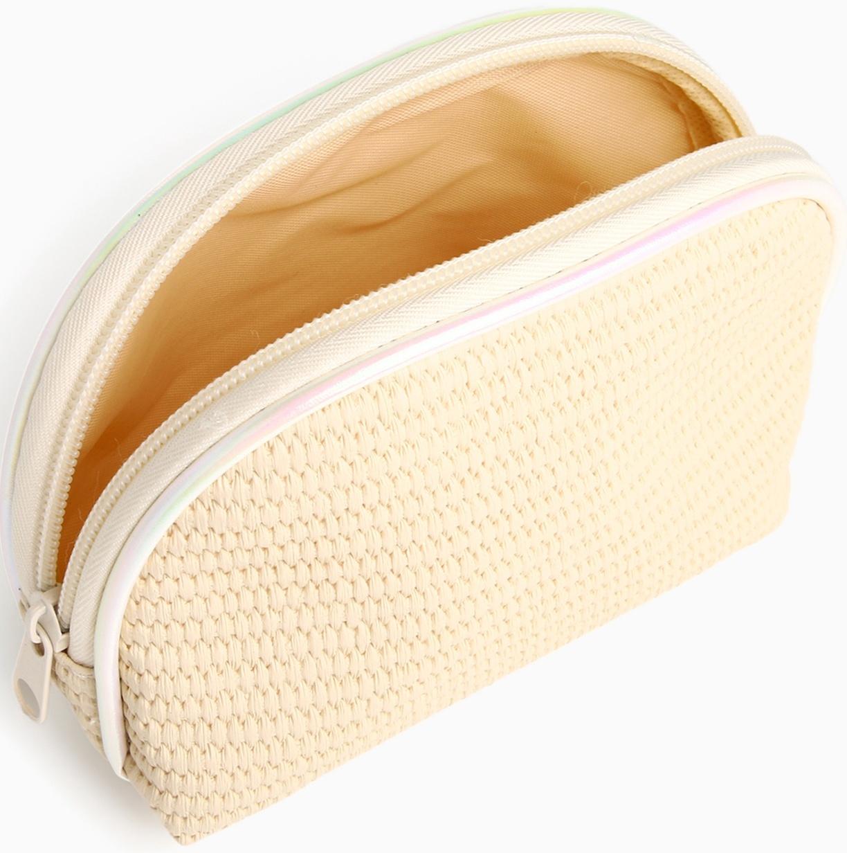 Набор простых косметичек на молниях 2 в 1, с принтом «Нежные цветы», бежевый