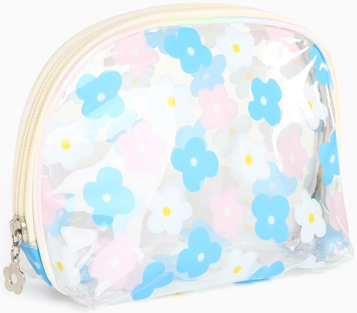 Набор простых косметичек на молниях 2 в 1, с принтом «Нежные цветы», бежевый