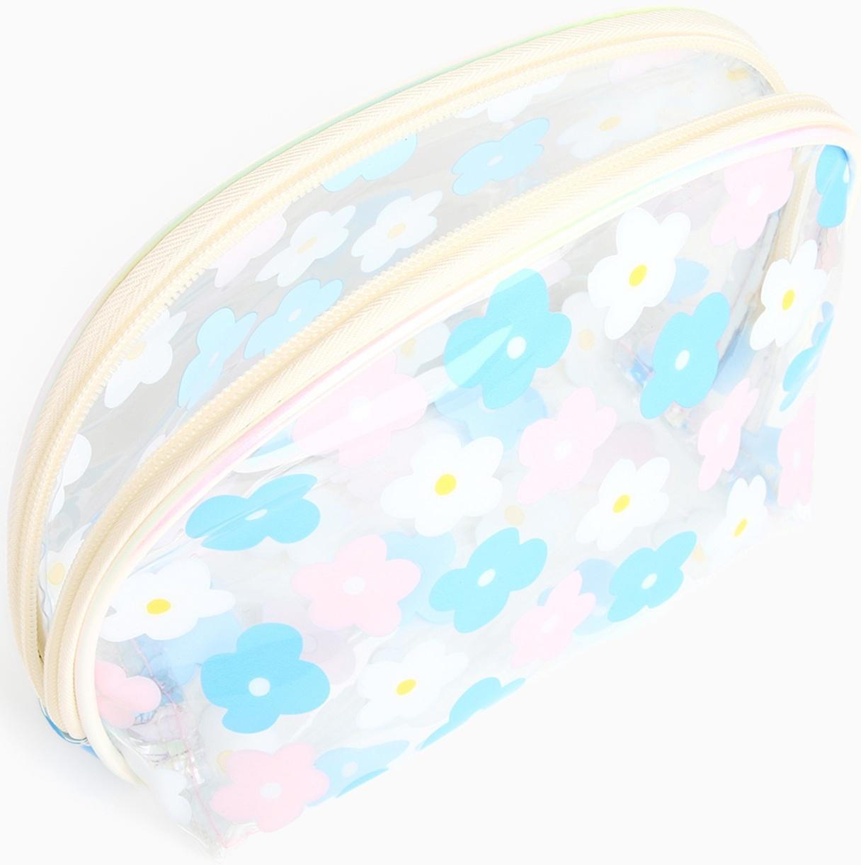 Набор простых косметичек на молниях 2 в 1, с принтом «Нежные цветы», бежевый