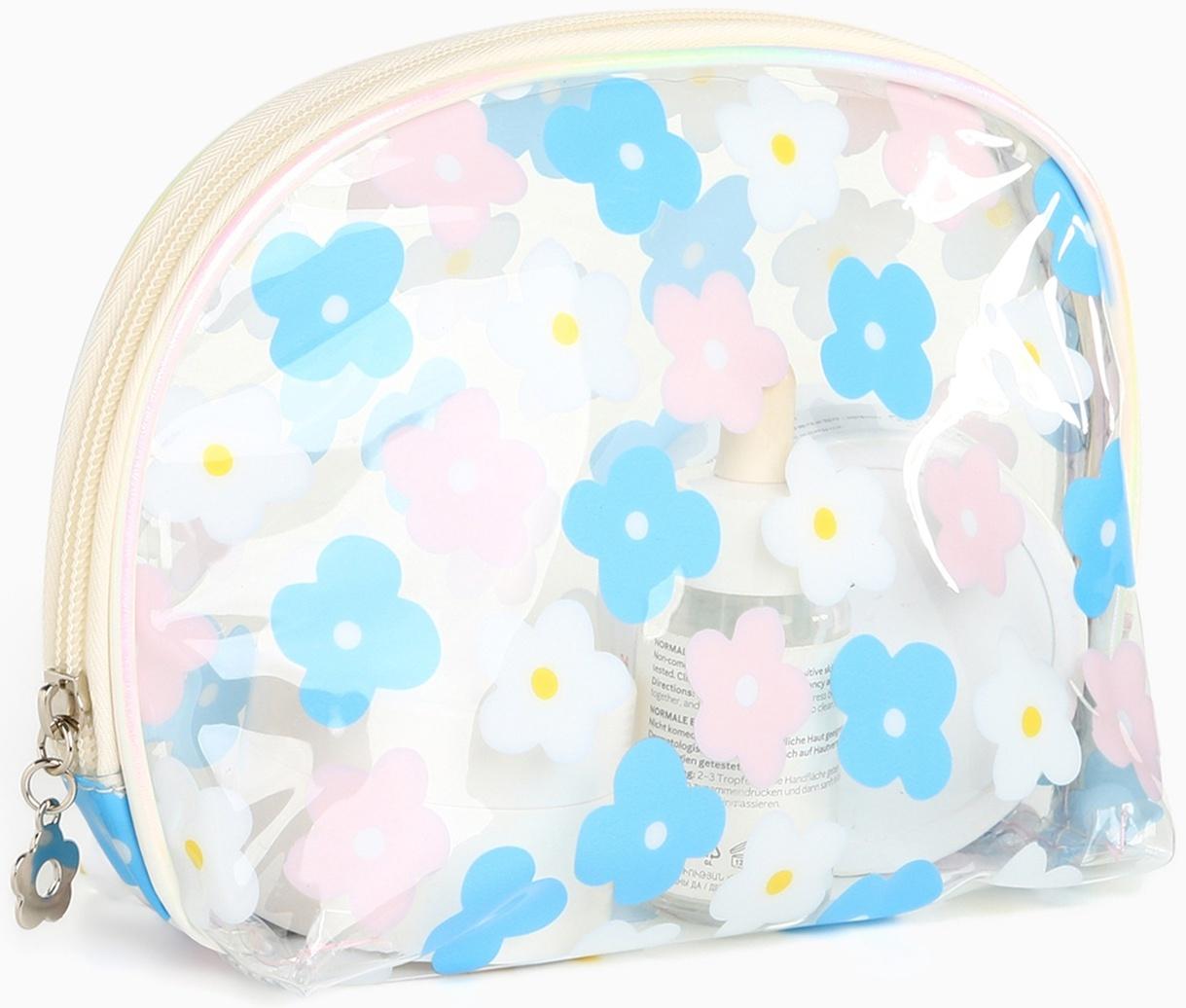 Набор простых косметичек на молниях 2 в 1, с принтом «Нежные цветы», бежевый