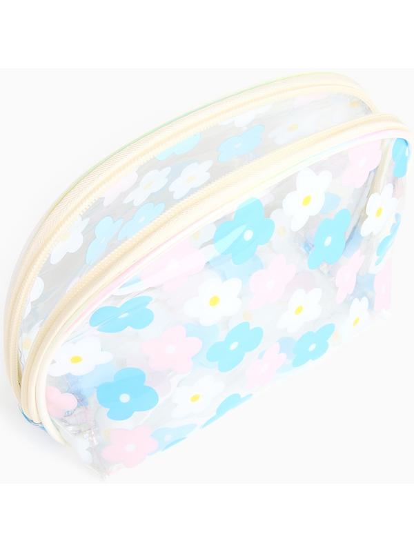 Набор простых косметичек на молниях 2 в 1, с принтом «Нежные цветы», бежевый