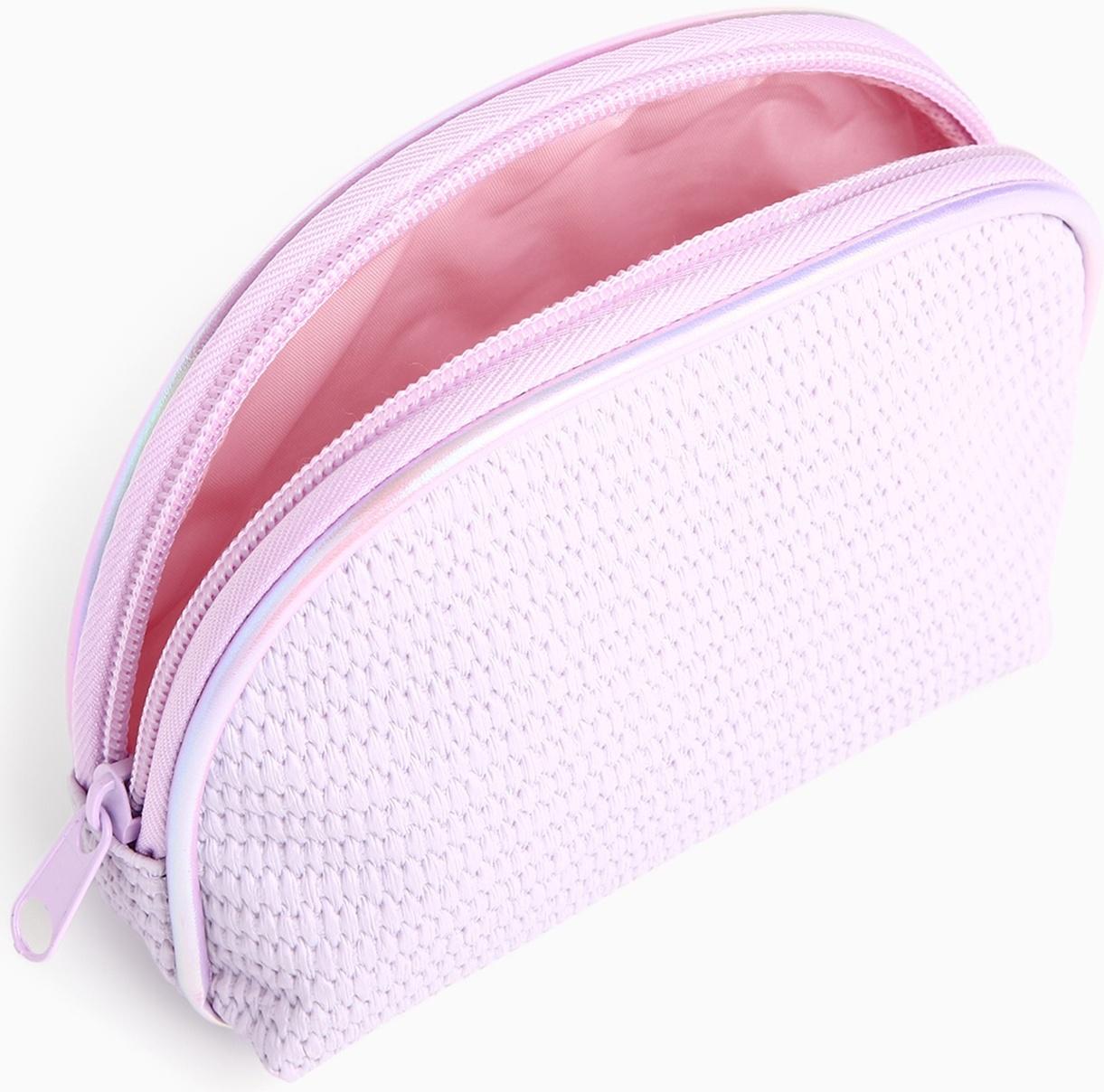 Набор простых косметичек на молниях 2 в 1, с принтом «Нежные цветы», сиреневый
