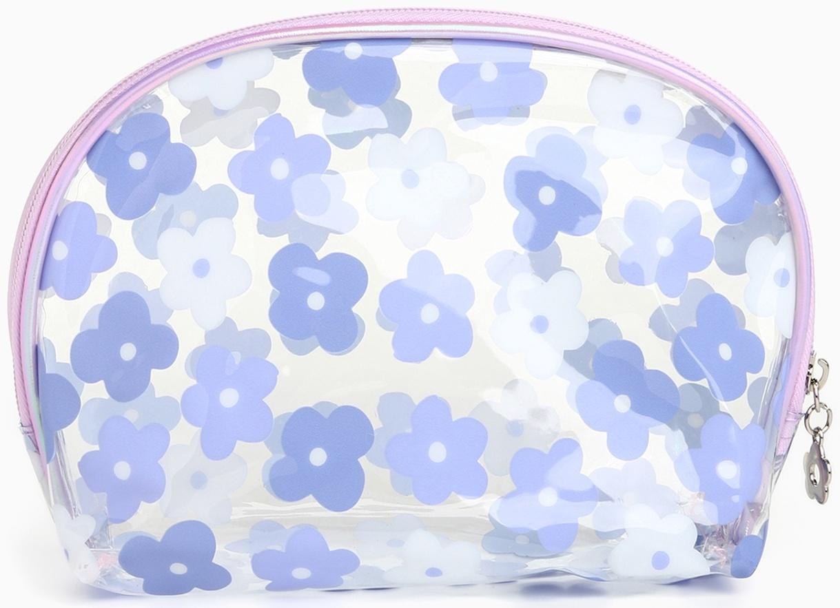 Набор простых косметичек на молниях 2 в 1, с принтом «Нежные цветы», сиреневый