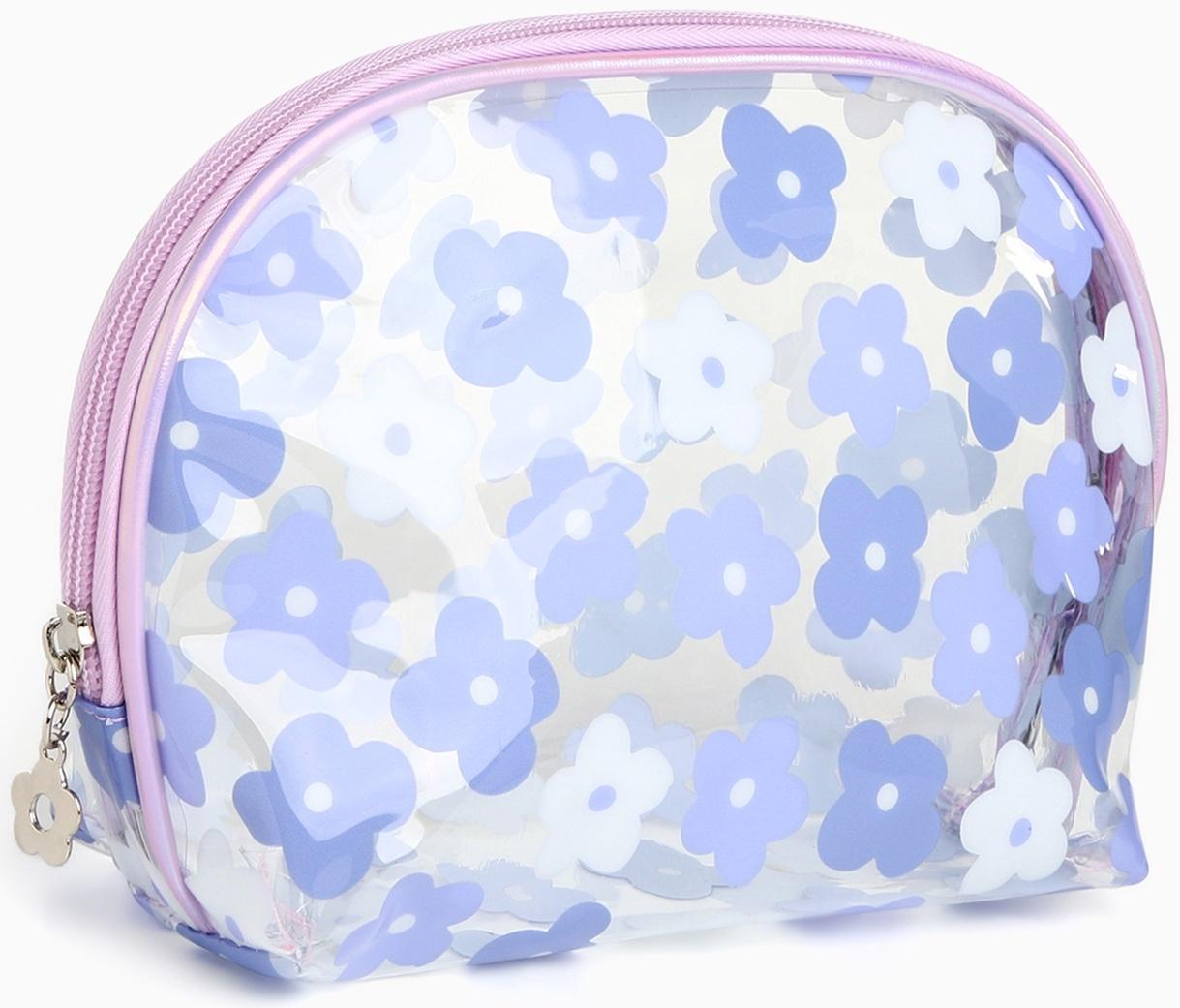 Набор простых косметичек на молниях 2 в 1, с принтом «Нежные цветы», сиреневый