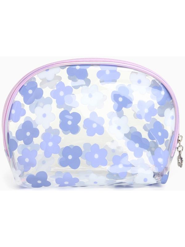 Набор простых косметичек на молниях 2 в 1, с принтом «Нежные цветы», сиреневый