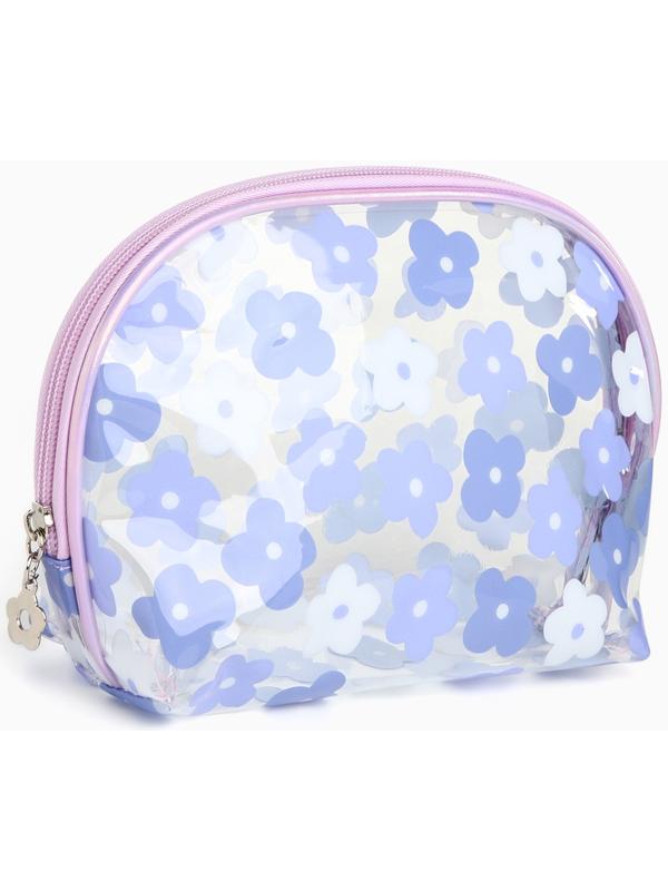 Набор простых косметичек на молниях 2 в 1, с принтом «Нежные цветы», сиреневый