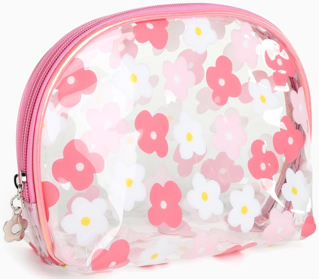 Набор простых косметичек на молниях 2 в 1, с принтом «Нежные цветы», коралловый