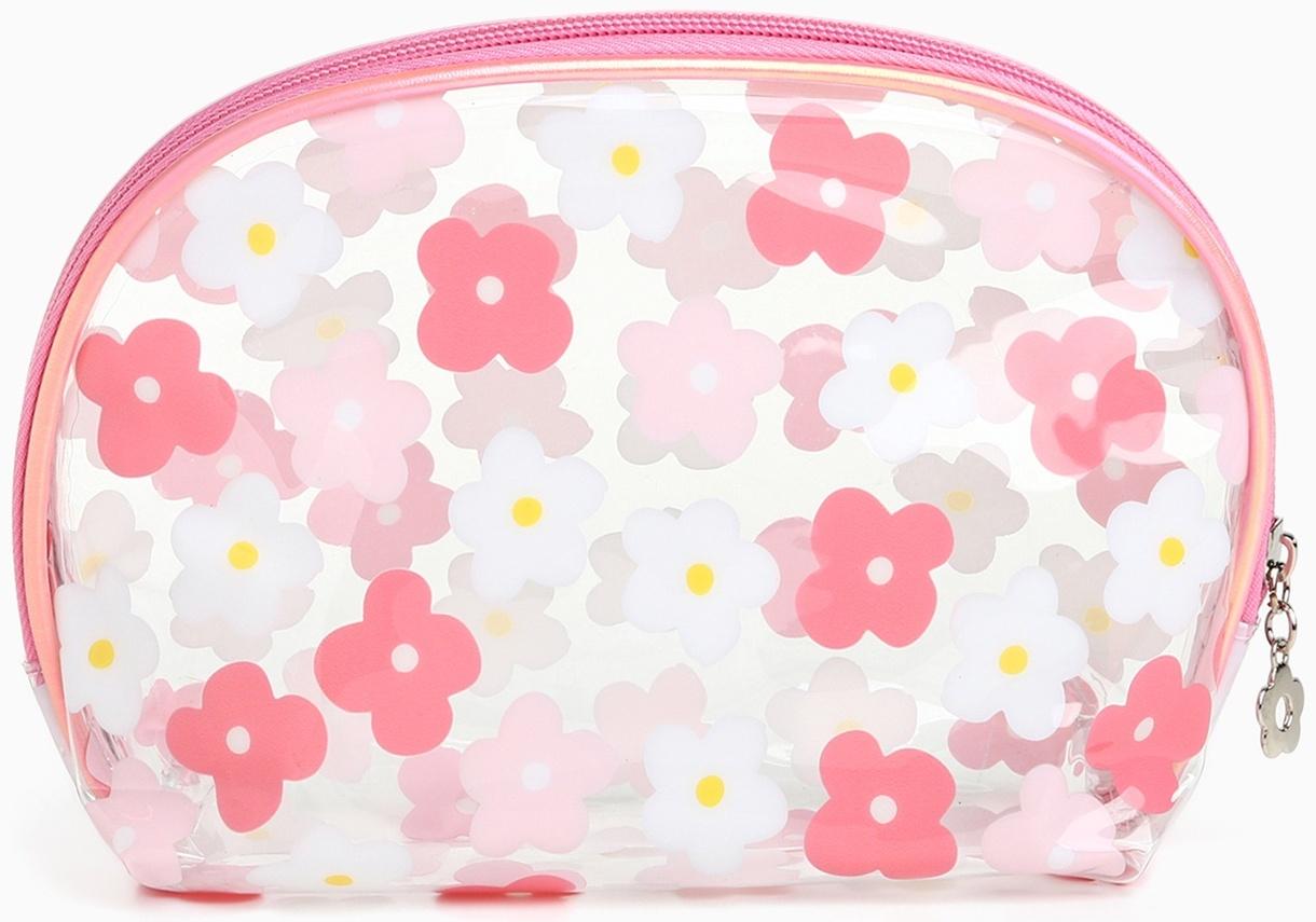 Набор простых косметичек на молниях 2 в 1, с принтом «Нежные цветы», коралловый