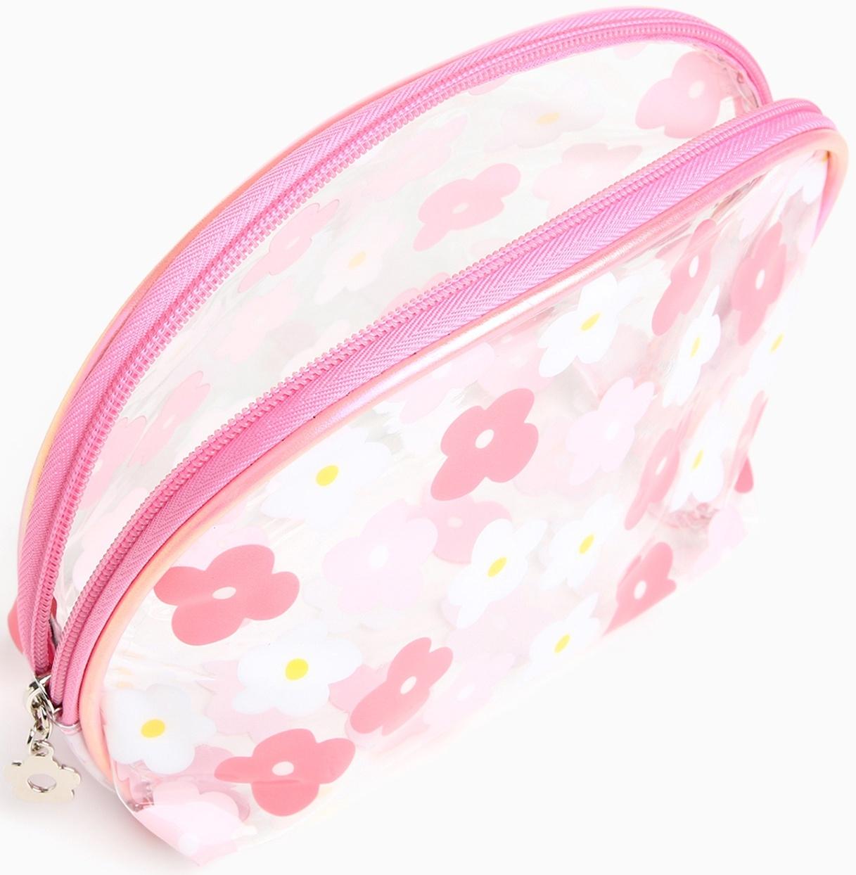 Набор простых косметичек на молниях 2 в 1, с принтом «Нежные цветы», коралловый