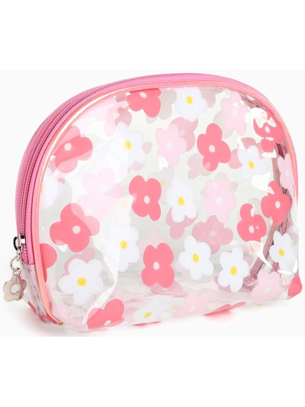 Набор простых косметичек на молниях 2 в 1, с принтом «Нежные цветы», коралловый