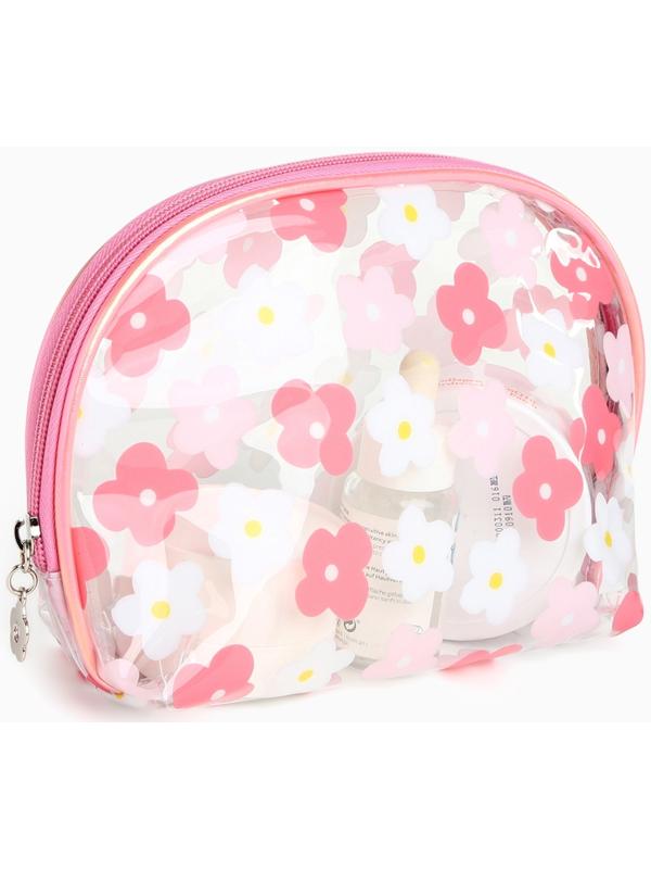 Набор простых косметичек на молниях 2 в 1, с принтом «Нежные цветы», коралловый