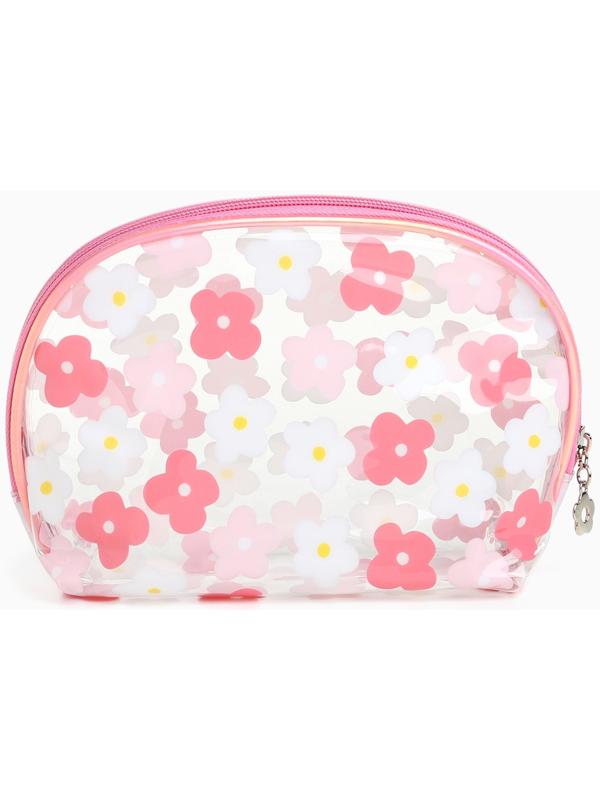 Набор простых косметичек на молниях 2 в 1, с принтом «Нежные цветы», коралловый