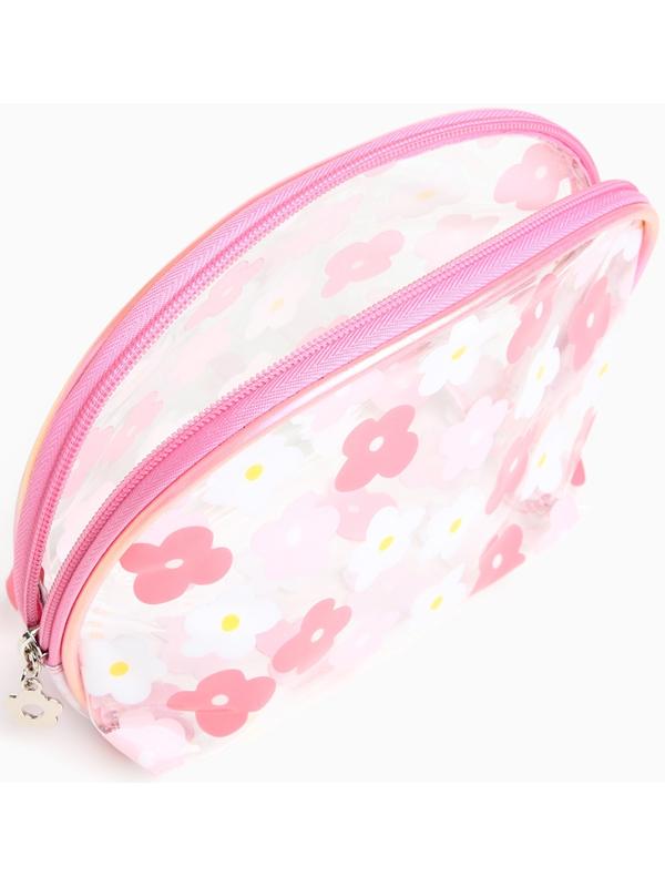 Набор простых косметичек на молниях 2 в 1, с принтом «Нежные цветы», коралловый