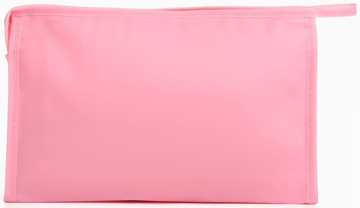 Косметичка на молнии треугольная с рисунком Meow, розовая