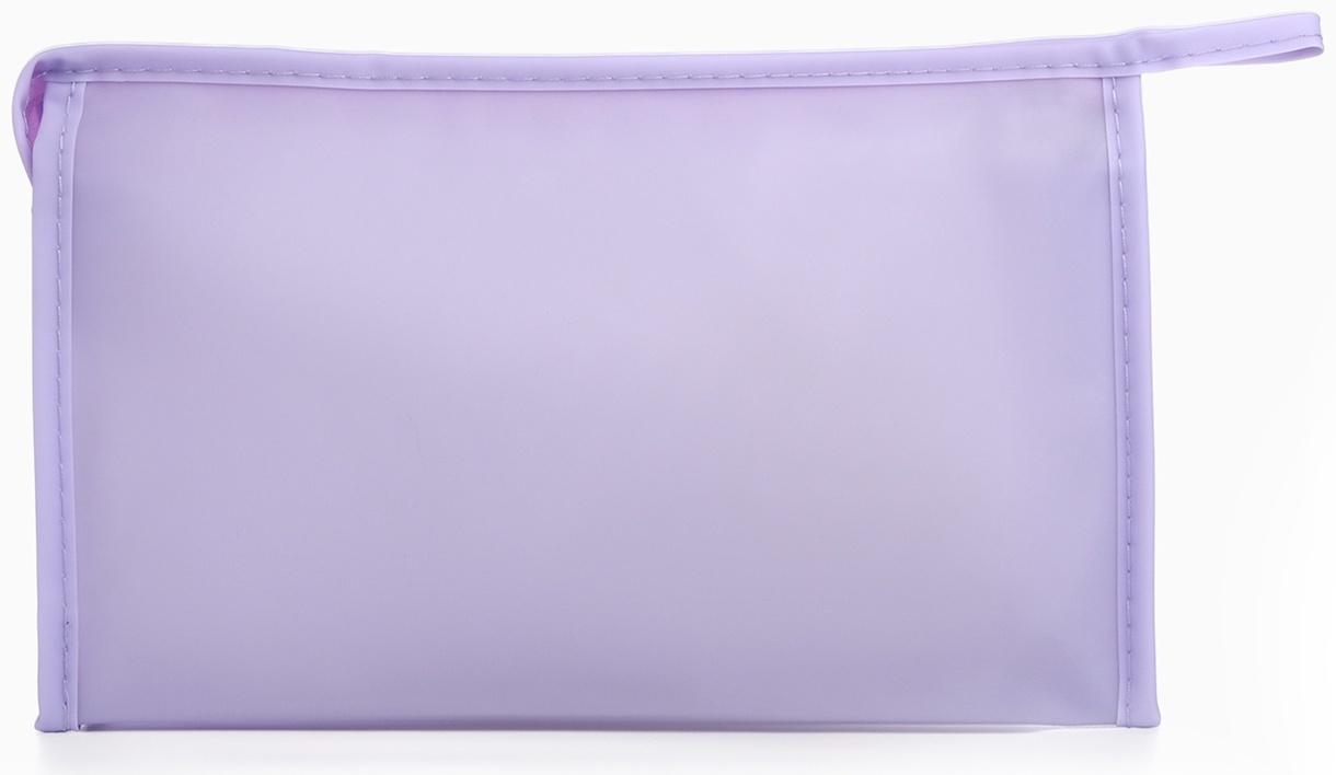 Косметичка на молнии треугольная с рисунком Meow, сиреневая