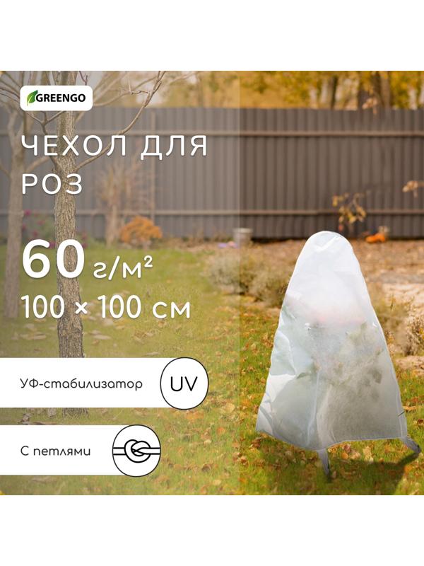 Чехол для растений, с петлями, 100×100 см, спанбонд с УФ-стабилизатором, плотность 60 г/м²