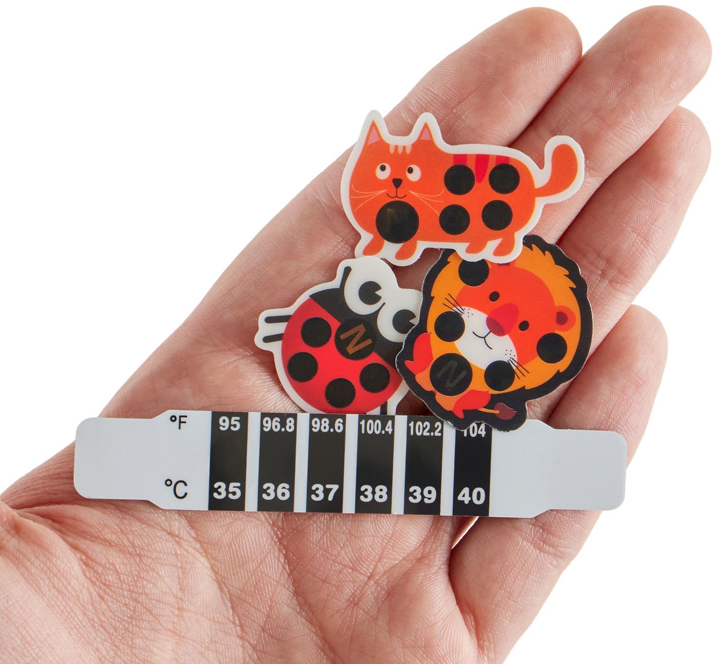 Детский термометр-наклейка налобный, градусник для новорожденных «Милые зверушки», до 40°, набор 4 шт.