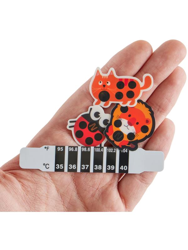 Детский термометр-наклейка налобный, градусник для новорожденных «Милые зверушки», до 40°, набор 4 шт.