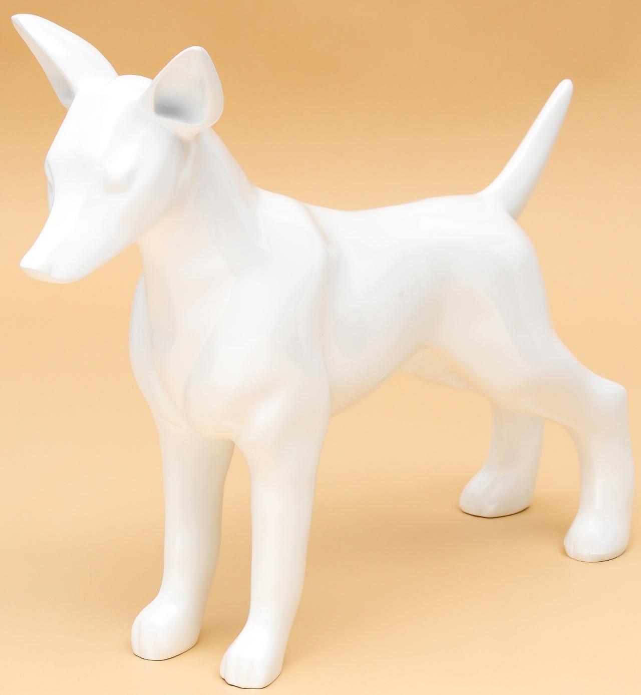 Манекен собаки, стоячий, разборный, фибергласс, белый