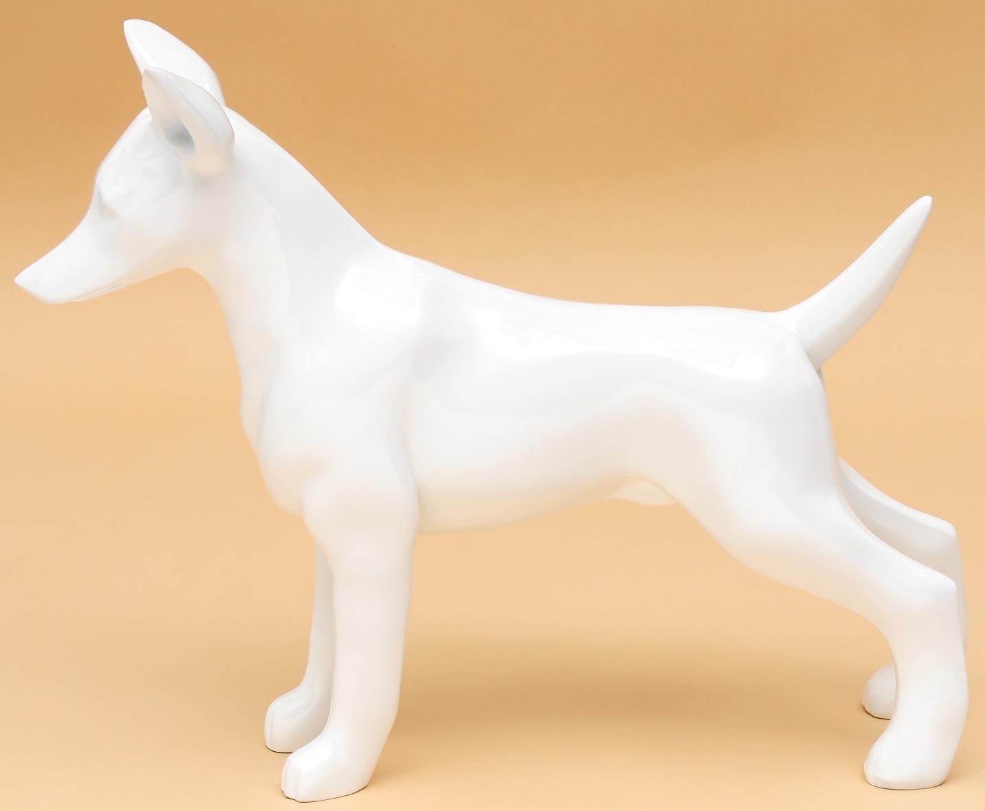 Манекен собаки, стоячий, разборный, фибергласс, белый