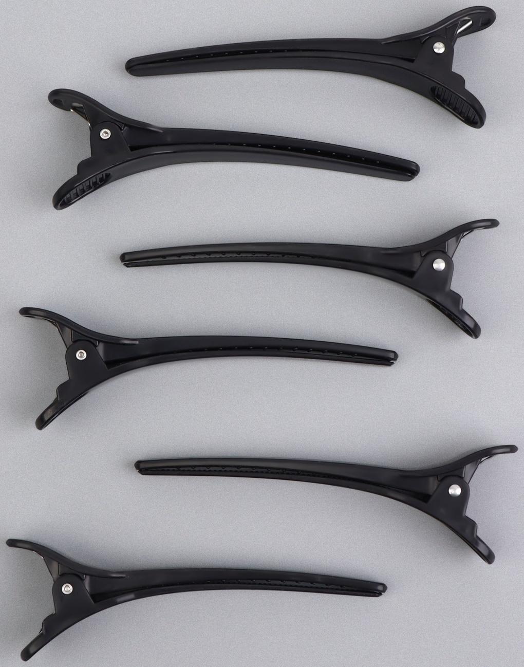 Зажимы для волос, набор - 6 шт, 10,5 см, цвет чёрный