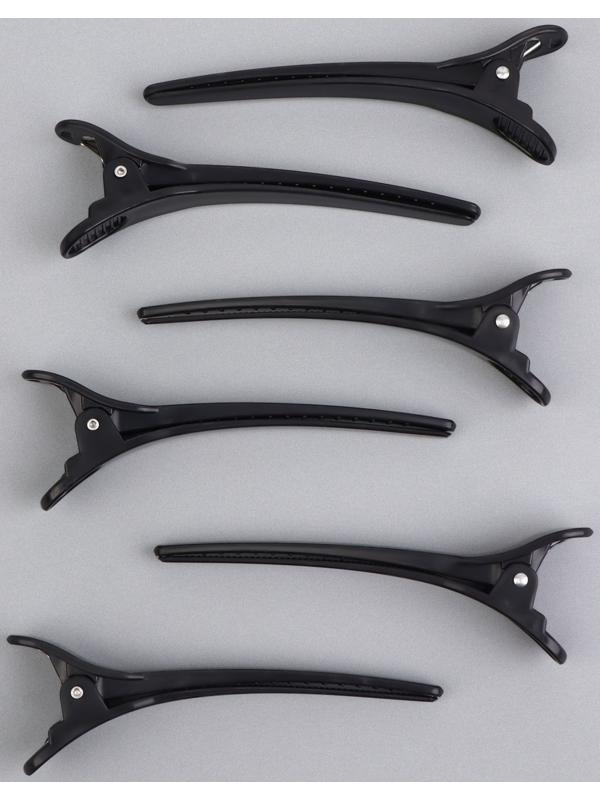 Зажимы для волос, набор - 6 шт, 10,5 см, цвет чёрный