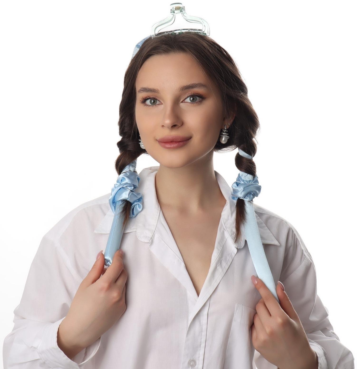 Мягкие бигуди «Волшебный локон», 4 предмета: бигуди, резинки - 2 шт, крабик, цвет голубой