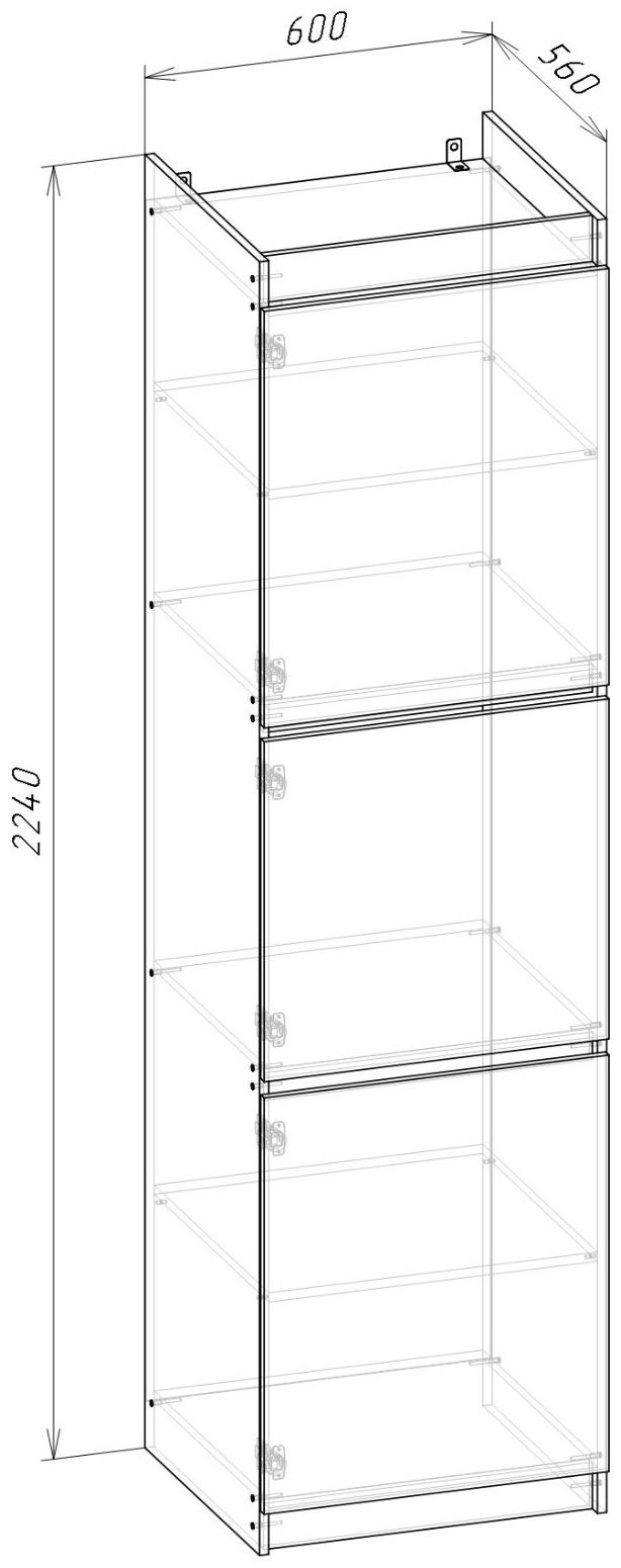 Пенал Оливия 2,24х0,6х0,56м крафт золотой