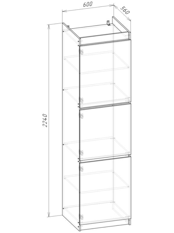 Пенал Оливия 2,24х0,6х0,56м крафт золотой
