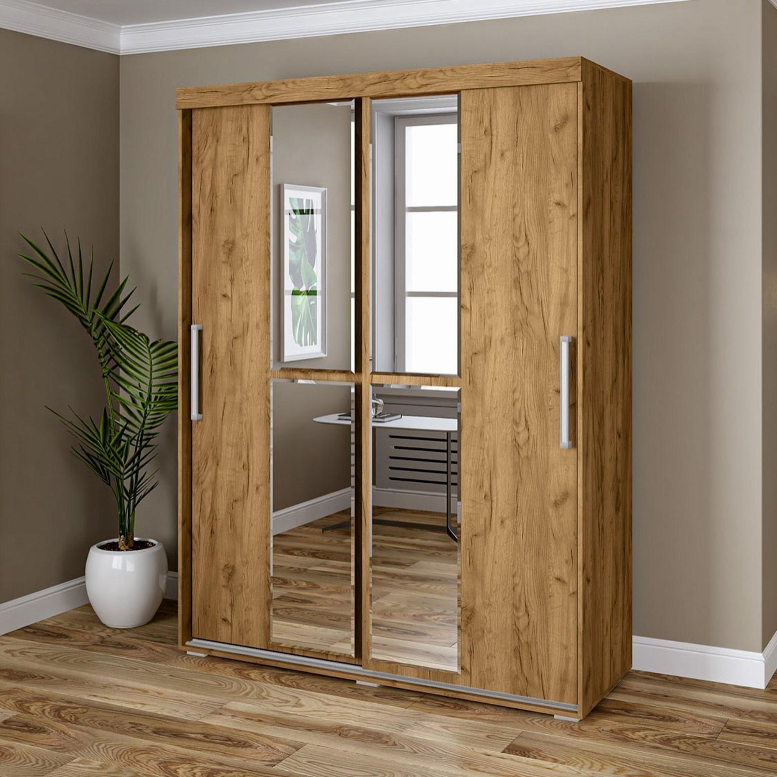 Шкаф-купе «Магнат», с зеркалом, 2.15×1.6×0.6 м, крафт золотой