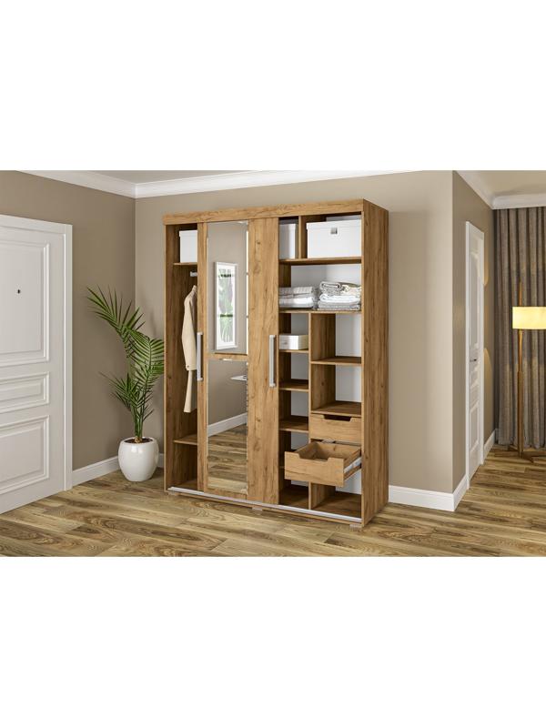 Шкаф-купе «Магнат», с зеркалом, 2.15×1.6×0.6 м, крафт золотой