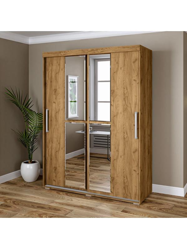 Шкаф-купе «Магнат», с зеркалом, 2.15×1.6×0.6 м, крафт золотой