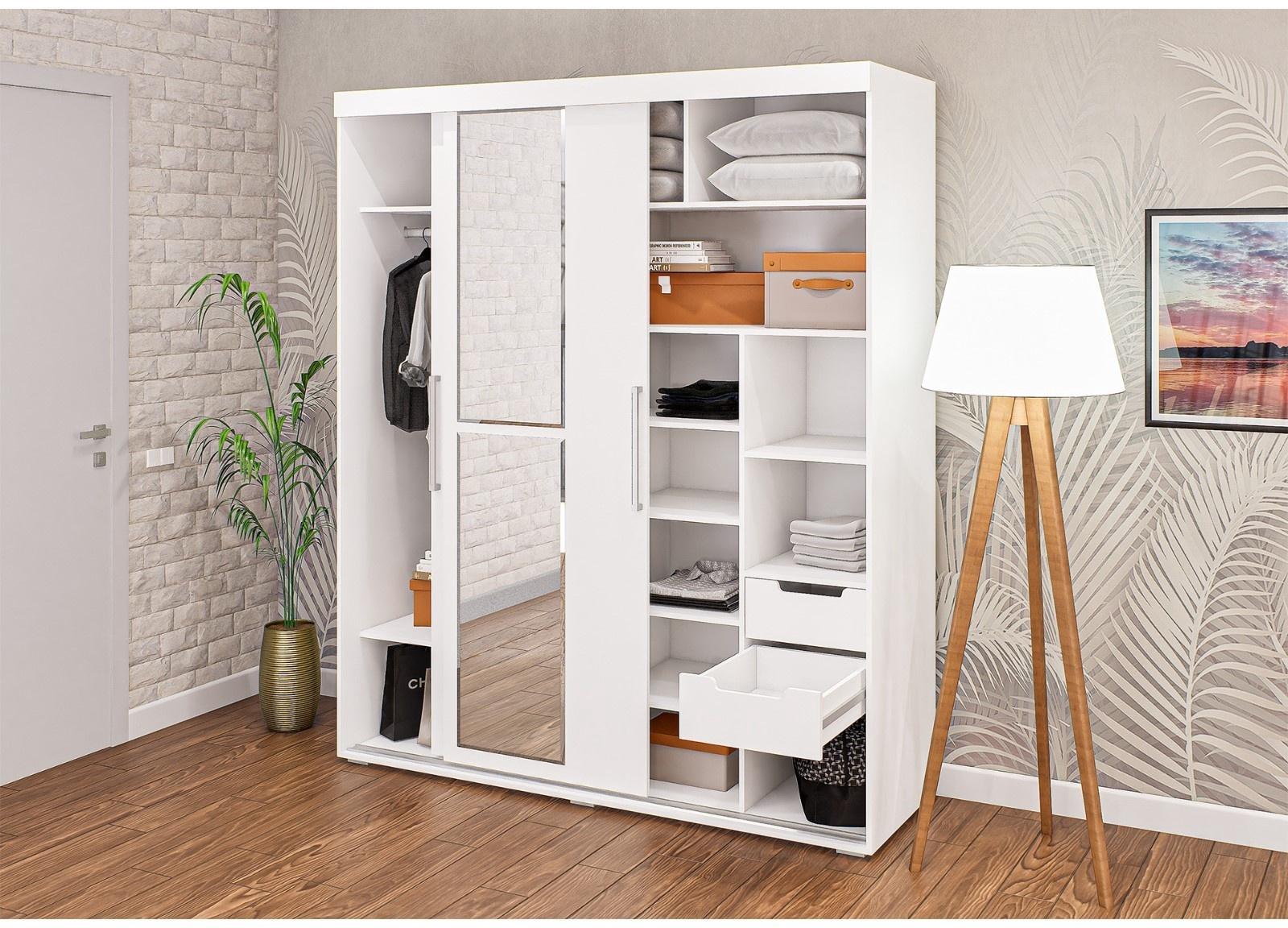 Шкаф-купе «Магнат», с зеркалом, 2.15×1.8×0.6 м, белый