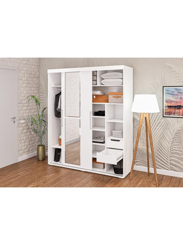 Шкаф-купе «Магнат», с зеркалом, 2.15×1.8×0.6 м, белый