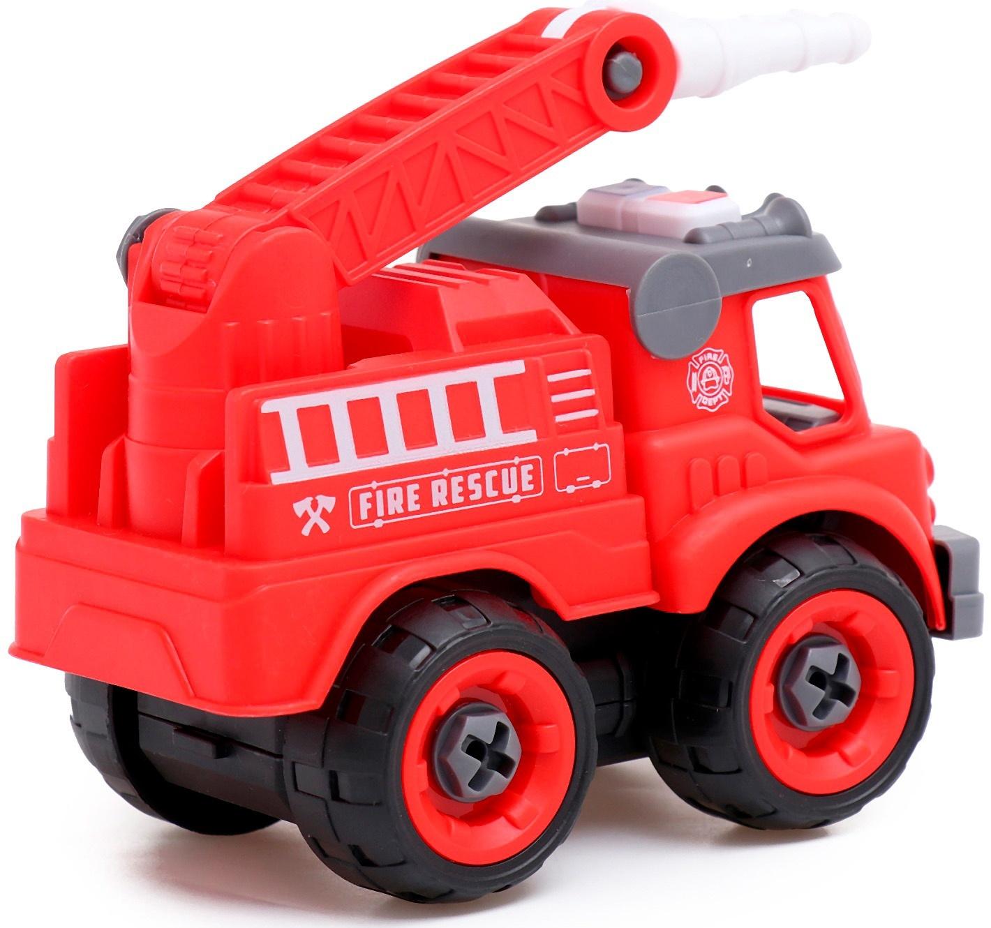 Конструктор винтовой «Пожарный транспорт», набор 2 штуки, с отверткой, 59 деталей