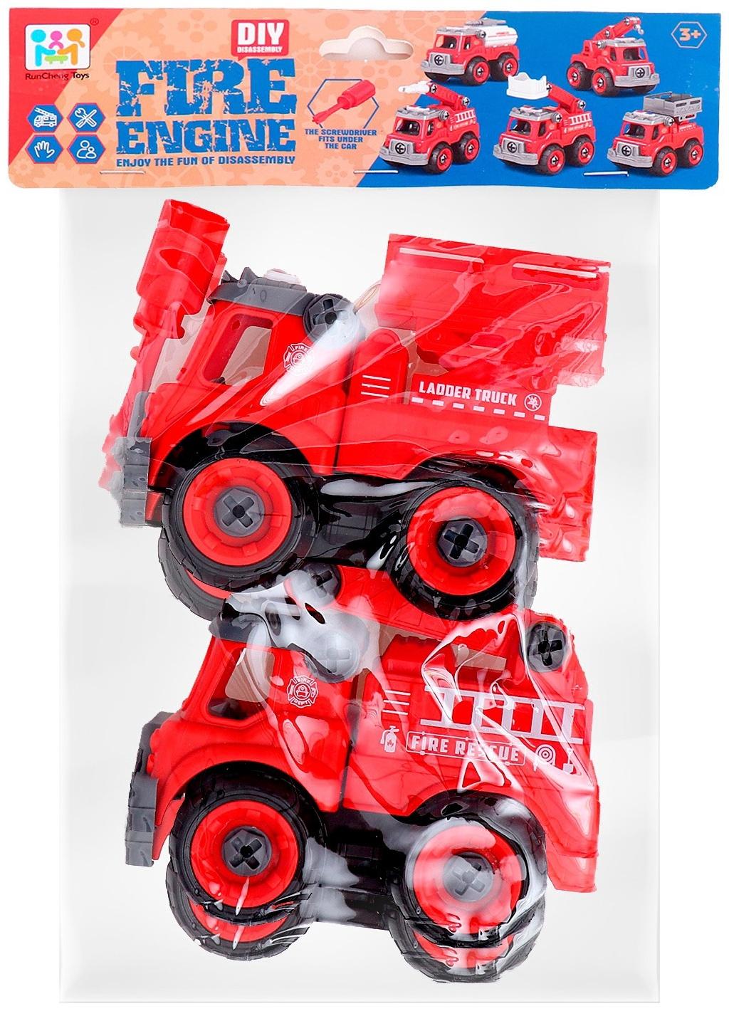 Конструктор винтовой «Пожарный транспорт», набор 2 штуки, с отверткой, 59 деталей