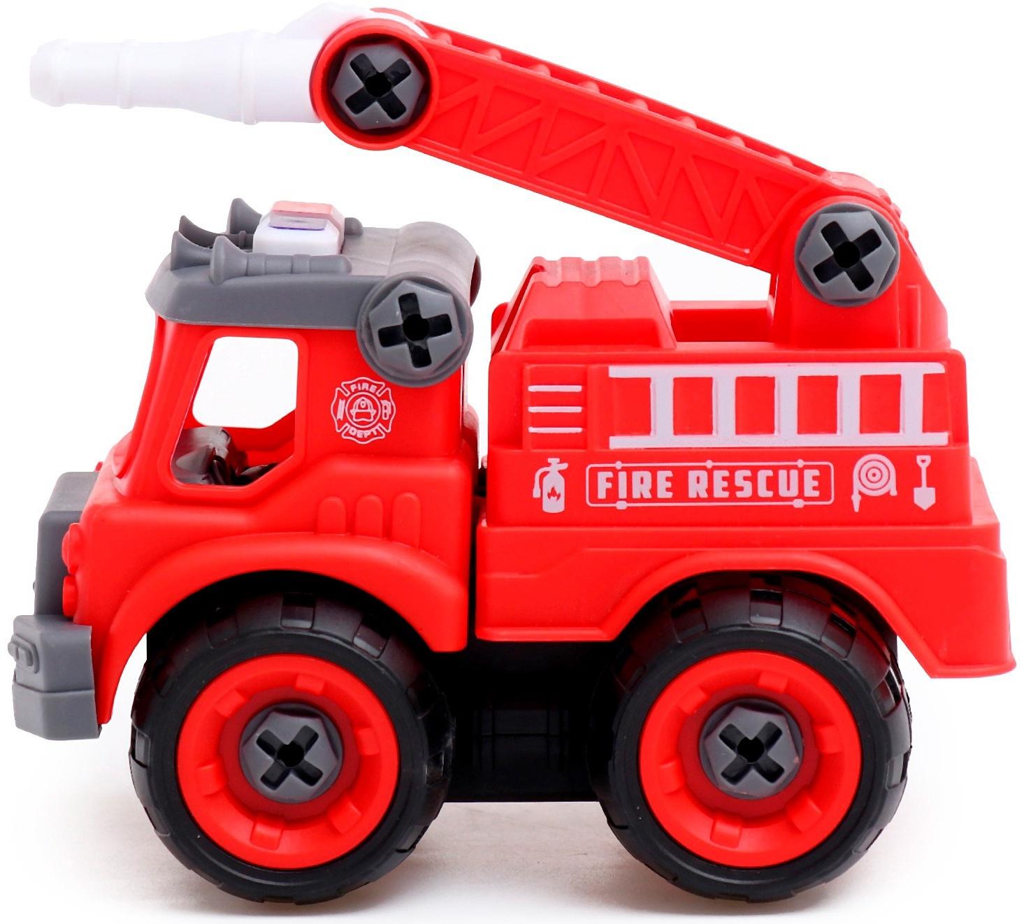 Конструктор винтовой «Пожарный транспорт», набор 2 штуки, с отверткой, 59 деталей