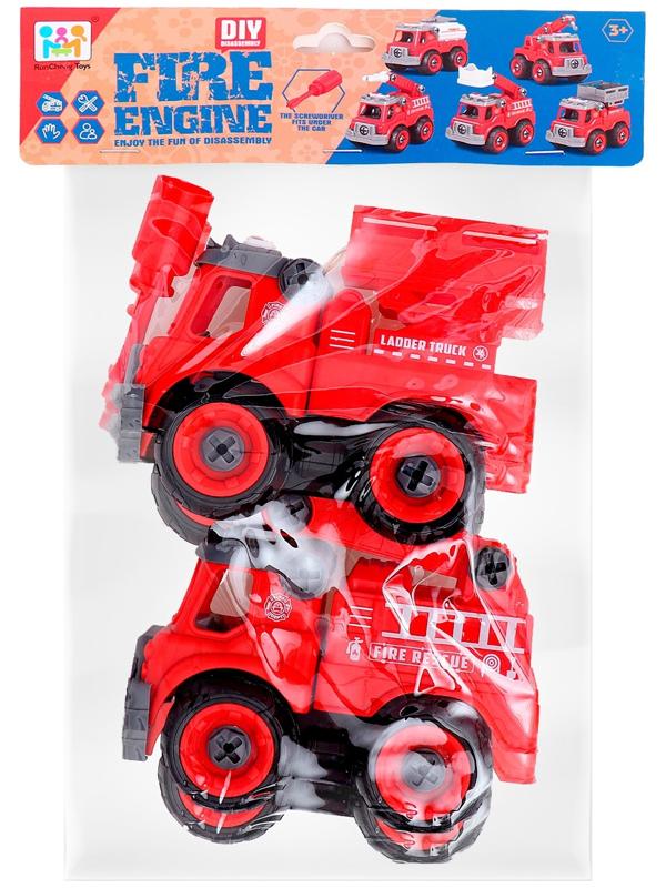 Конструктор винтовой «Пожарный транспорт», набор 2 штуки, с отверткой, 59 деталей