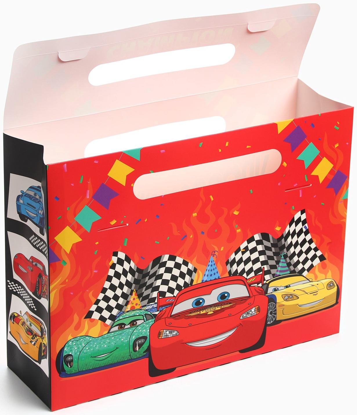 Пакет подарочный-коробка Champion, подарочная упаковка, 40×30×12 см, Тачки