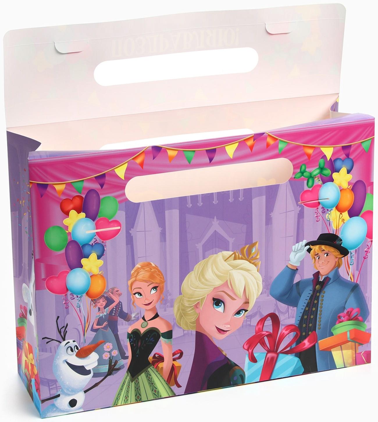 Пакет подарочный-коробка, подарочная упаковка «Поздравляю!»,40х30х12 см, Холодное сердце