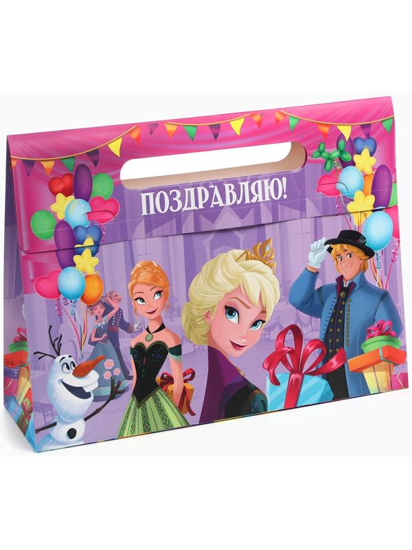 Пакет подарочный-коробка, подарочная упаковка «Поздравляю!»,40х30х12 см, Холодное сердце