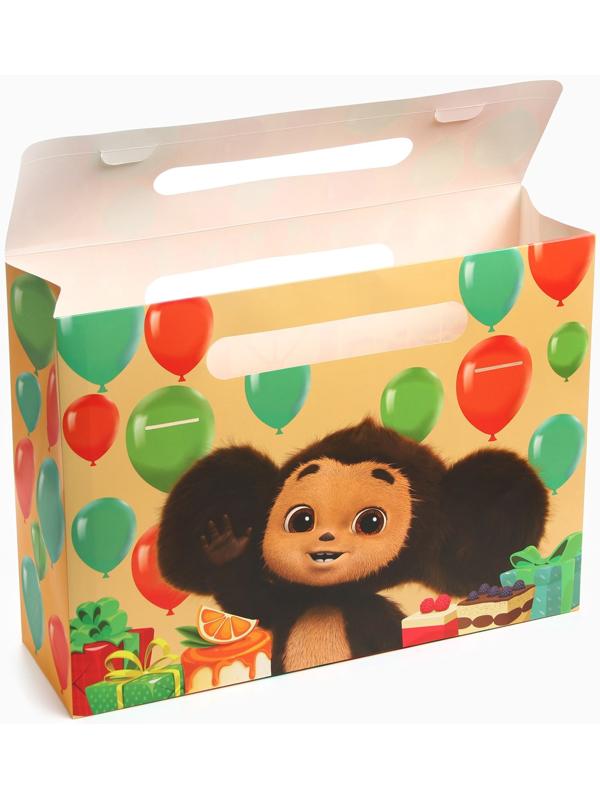 Пакет подарочный-коробка, подарочная упаковка, 40х30х12 см, Чебурашка