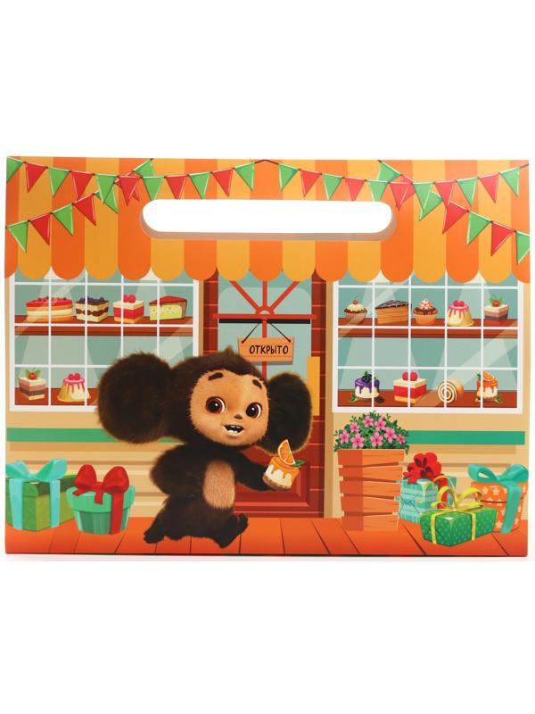 Пакет подарочный-коробка, подарочная упаковка, 40х30х12 см, Чебурашка