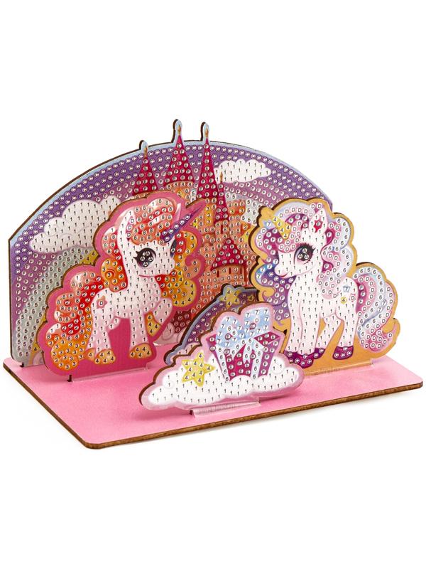 Алмазная мозаика для детей с частичным заполнением на фигурках «Сказочные Единорожки»