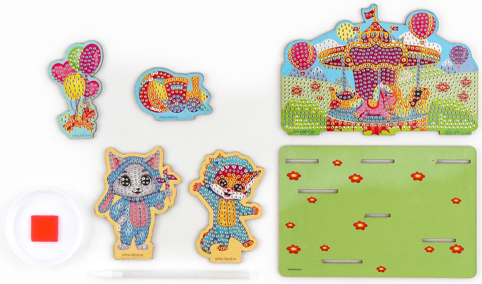 Алмазная мозаика для детей с частичным заполнением на фигурках «Милые Зверята»